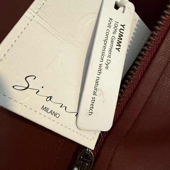 Sioni Milano Faux Leather Front Zippered Cardigan Sweater Size Large NWT - Picture 5 of 7